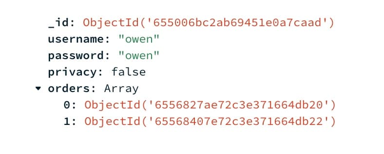Image of user table